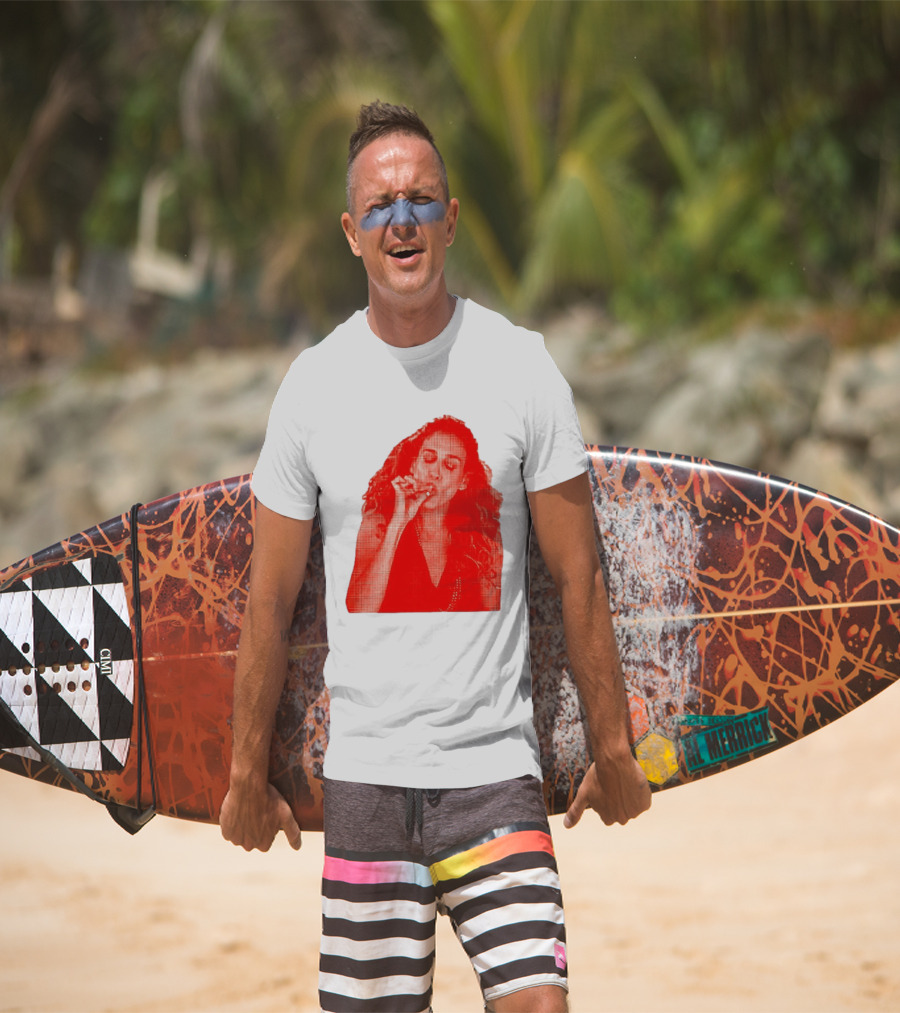 Lit Carrie Smoking Scene Red Artistic T-Shirt