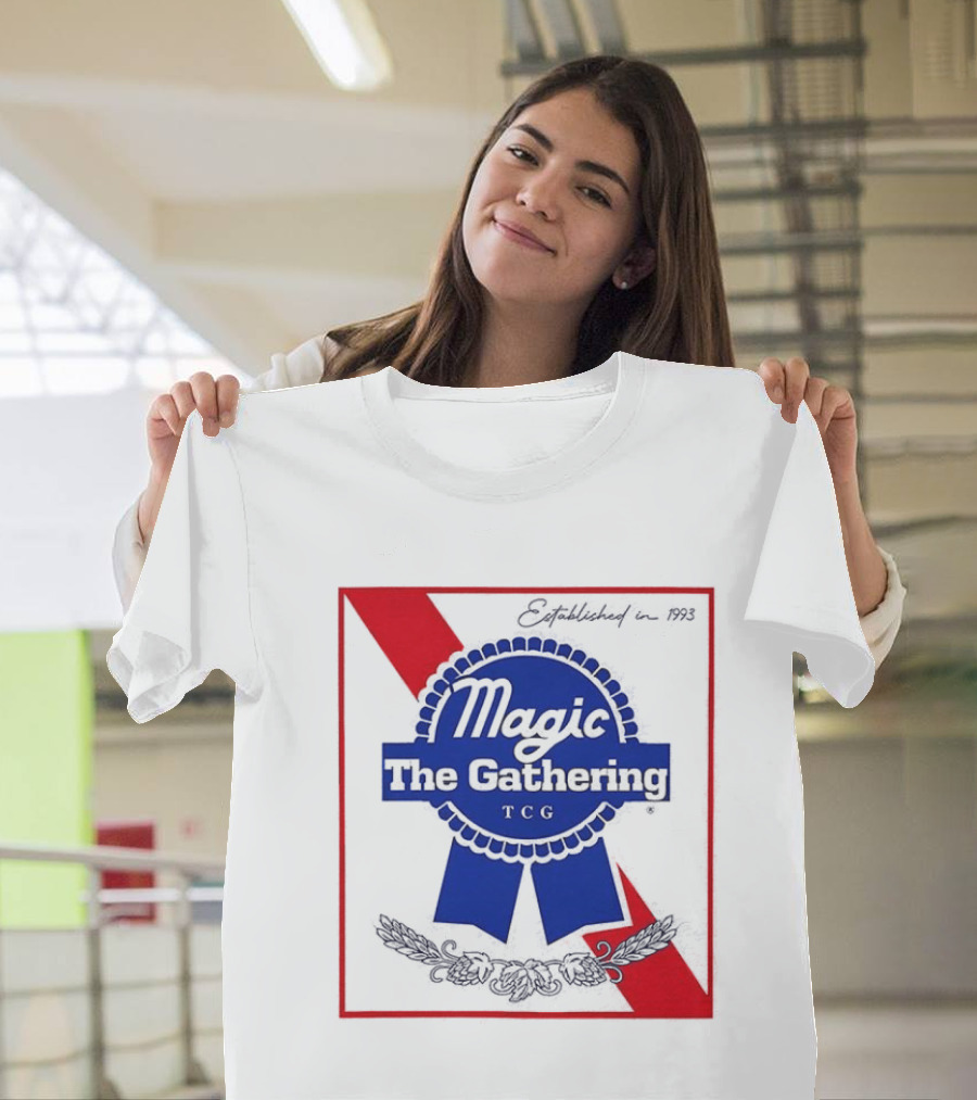 Magic The Gathering Pabst Established 1993 Vintage Style Ribbon T-Shirt