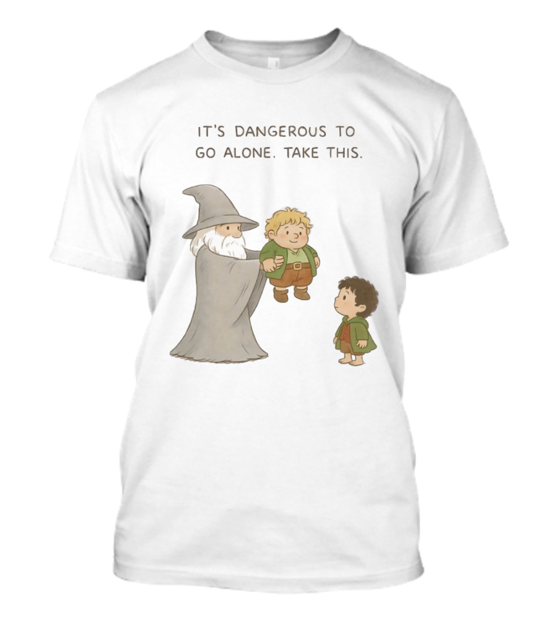 The Lord Of The Rings Gandalf Frodo Baggins It's Dangerous To Go Alone Take This T-Shirt