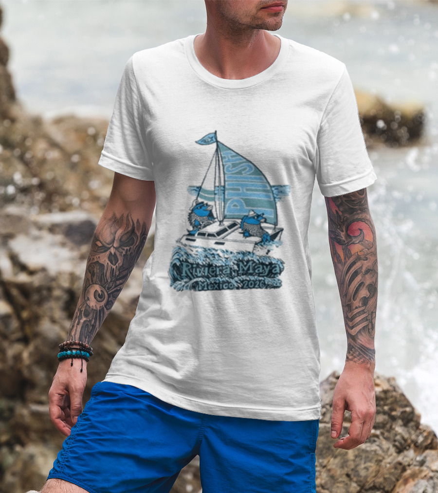 Phish Riviera Maya Mexico 2026 Pollock Waves Ship Fish T-Shirt