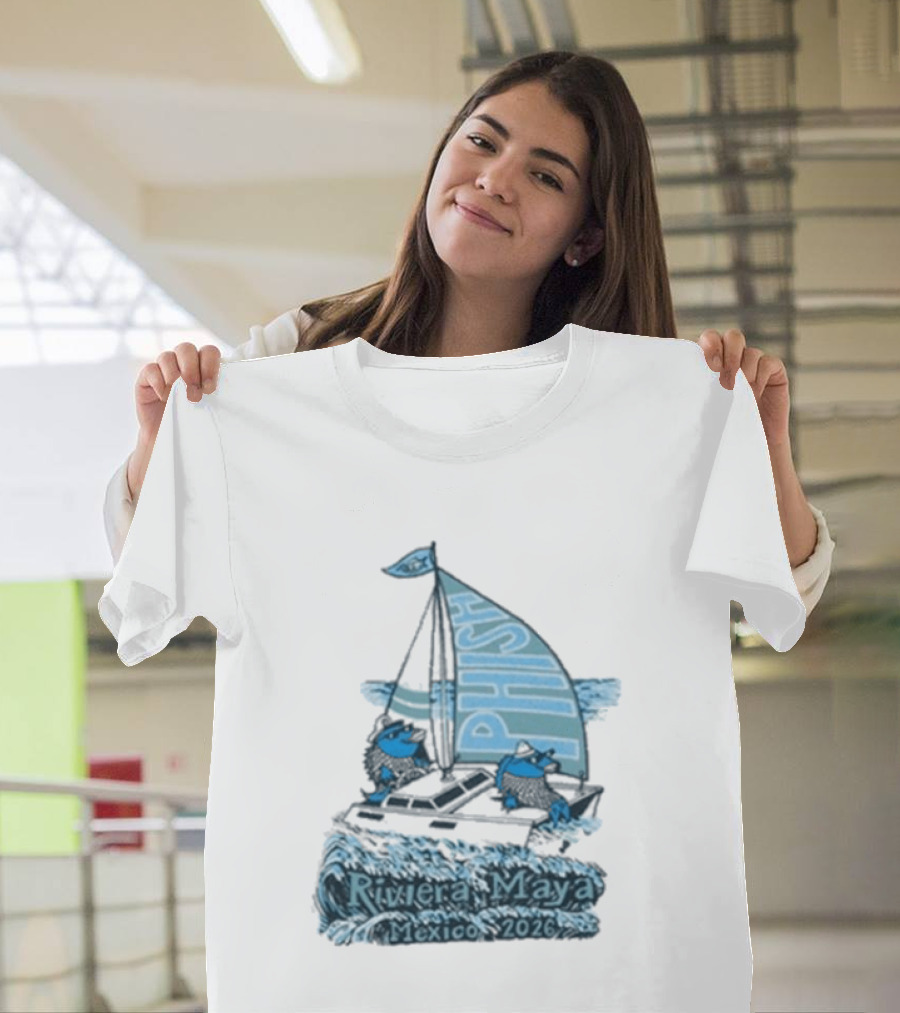 Phish Riviera Maya Mexico 2026 Pollock Waves Ship Fish T-Shirt