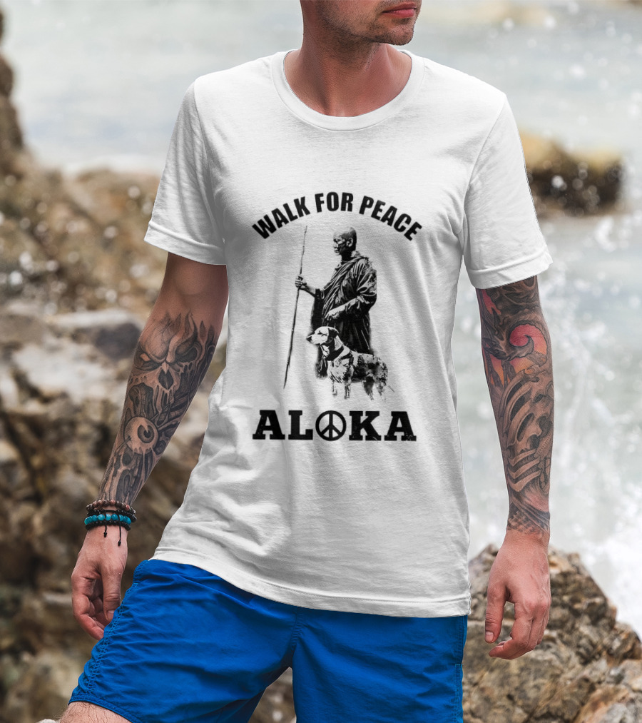 Walk For Peace Aloka Dog And Monks Sketch T-Shirt