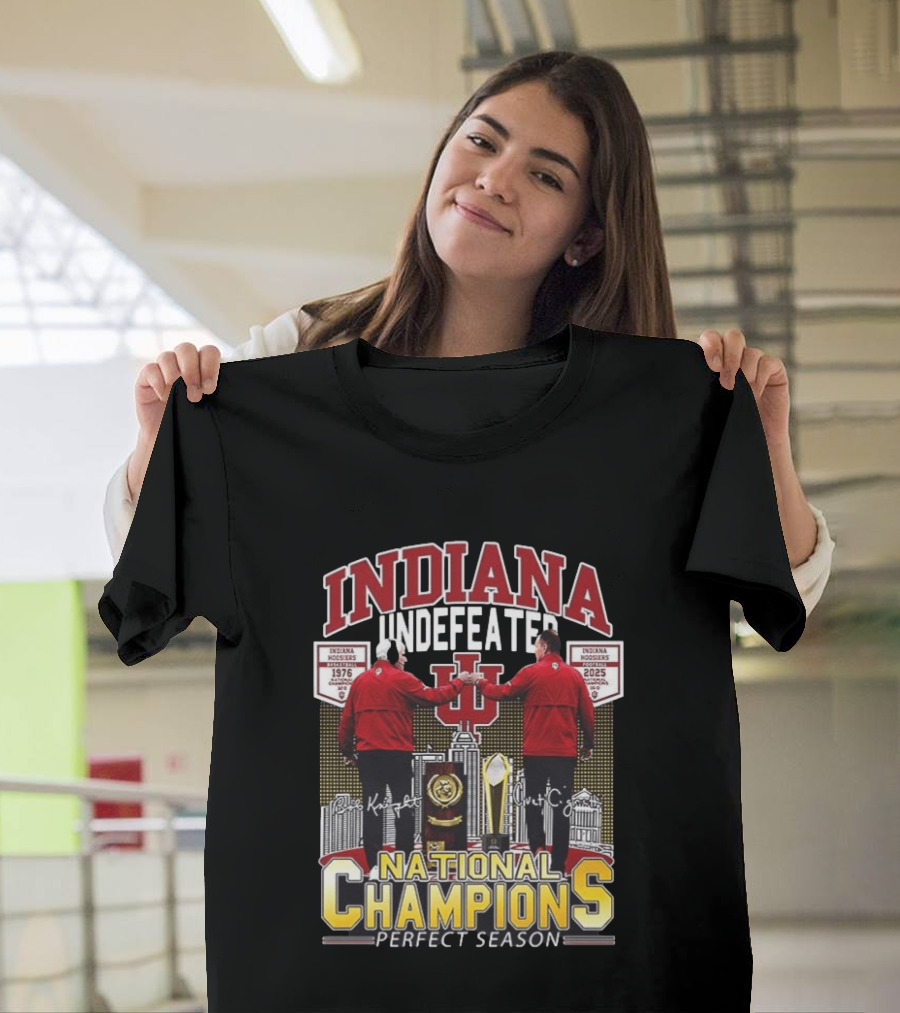 Indiana Hoosiers Undefeated Perfect Season National Champions 1976 2025 Basketball History T-Shirt