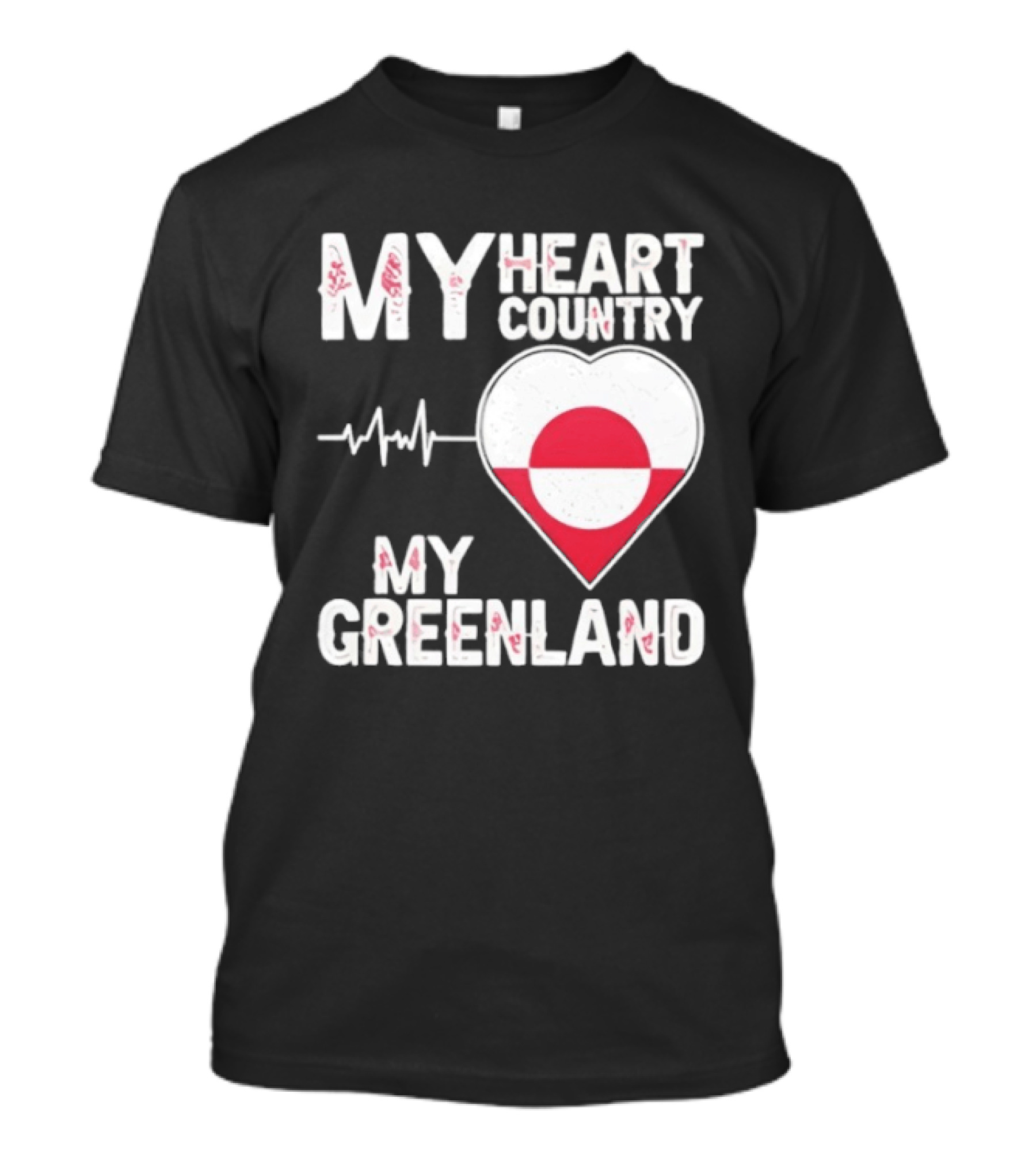 My Heart Country Heartbeat My Greenland Flag Love T-Shirt