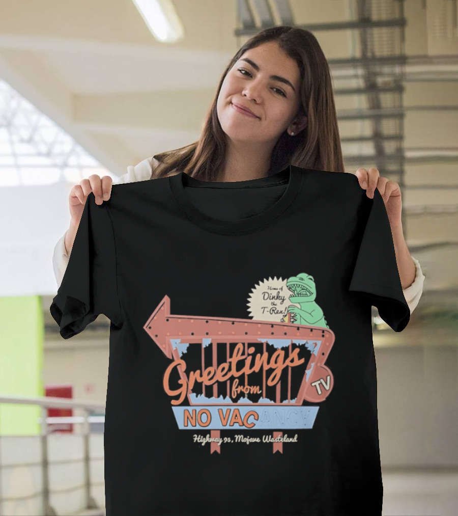Greetings from No Vacancy Fallout New Vegas Novac Welcome Retro TV T-Shirt