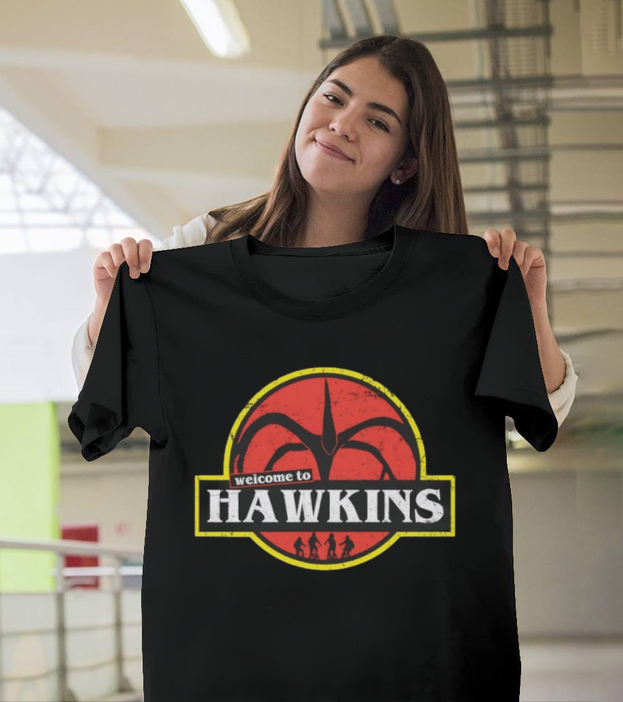 Welcome To Hawkins Stranger Things Demogorgon Hawkins Indiana Biking Adventure T-Shirt