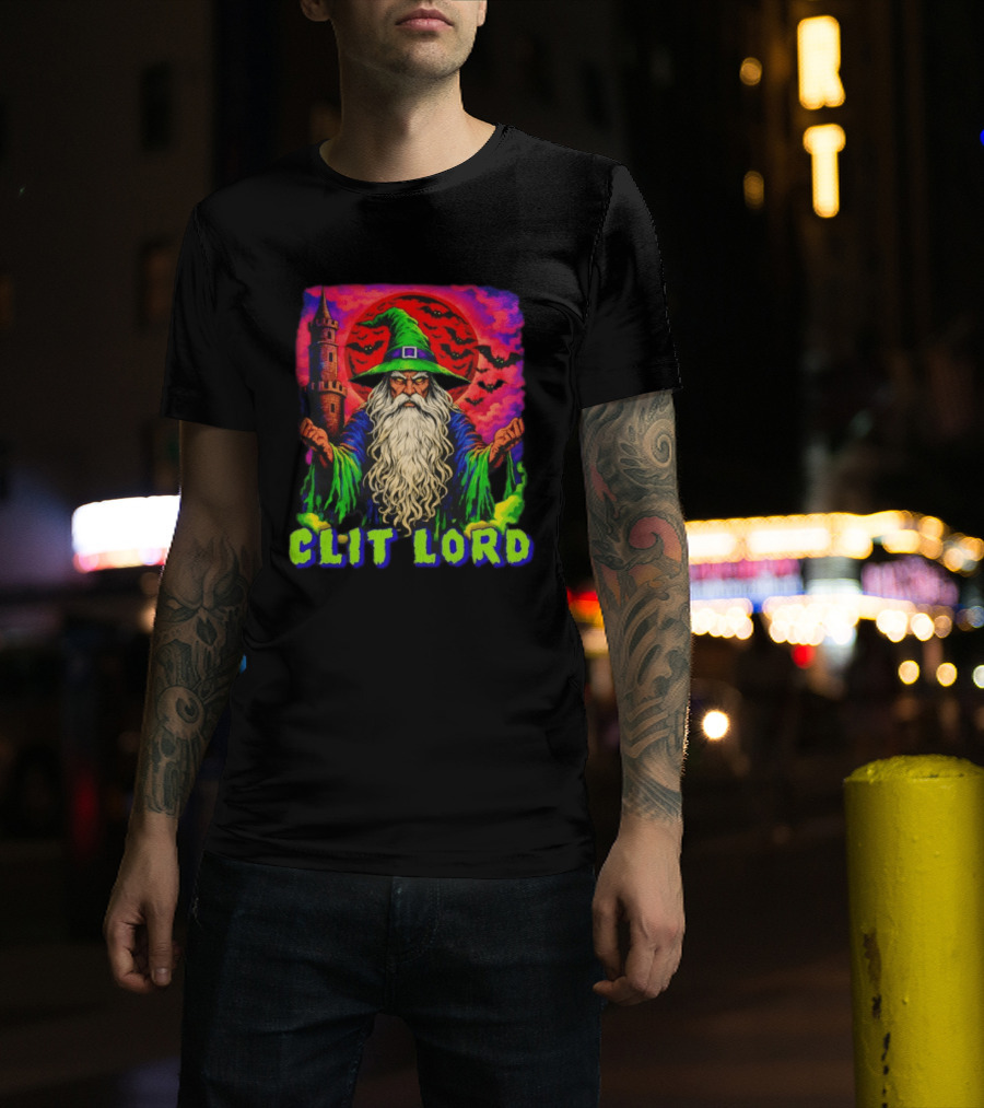 Clit Lord Wizard With Castle And Bats T-Shirt