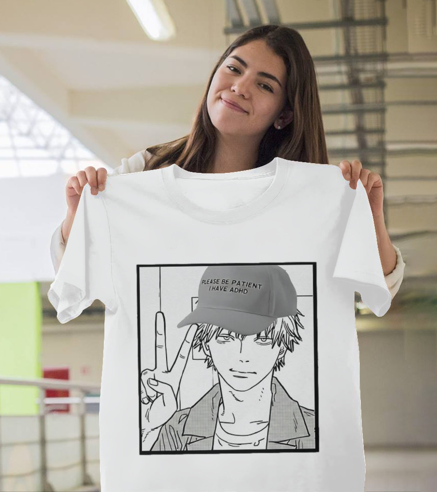 Denji Chainsaw Man Please Be Patient I Have ADHD Peace Sign T-Shirt