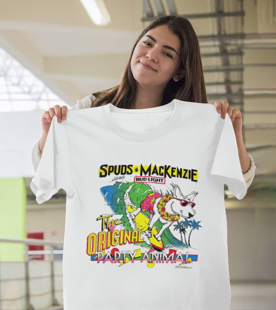 Spuds MacKenzie Bud Light Surfing The Original Party Animal T-Shirt