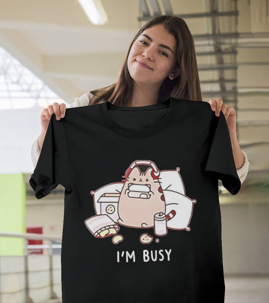 I'm Busy Cat Snack Time With Pizza Chips And Soda T-Shirt