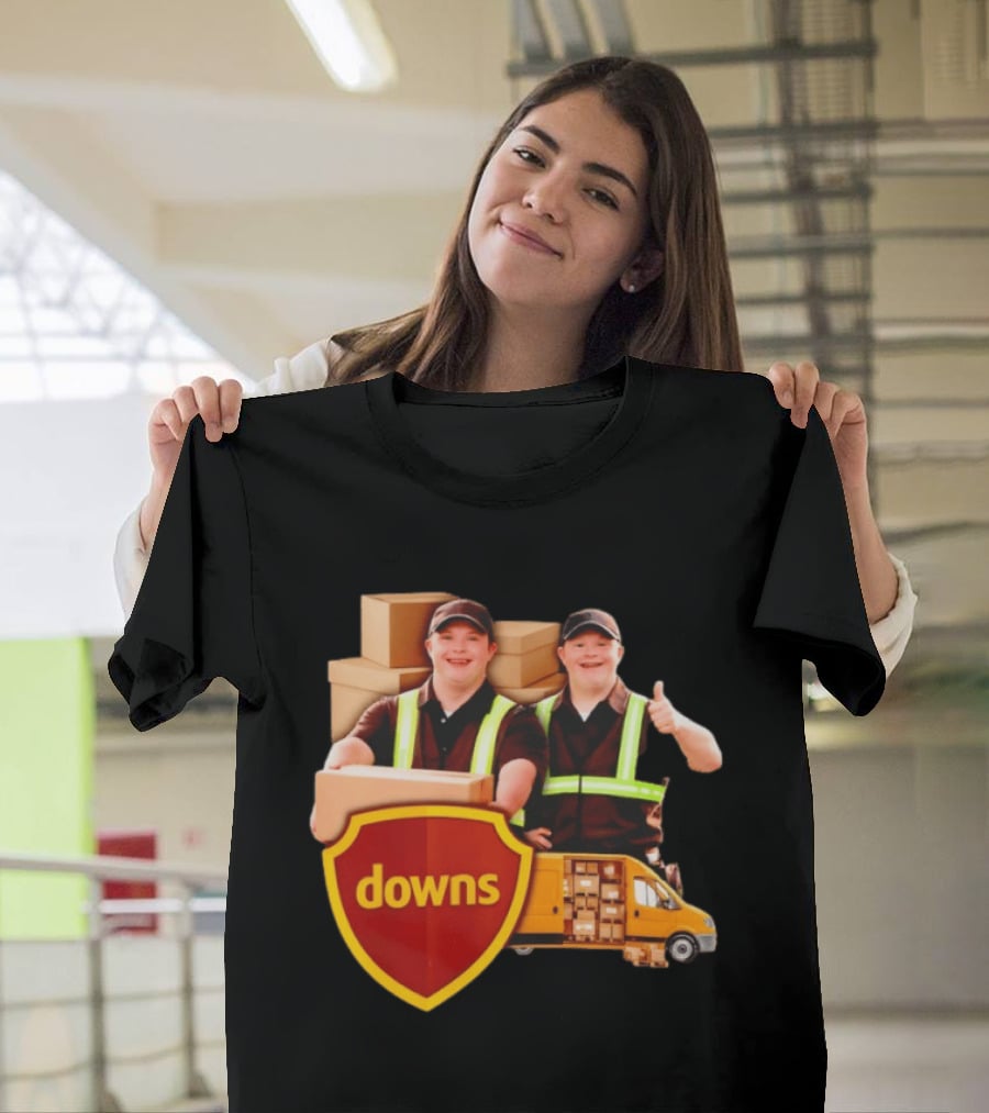 Downs UPS Delivery Service With Smiling Workers And Packages T-Shirt