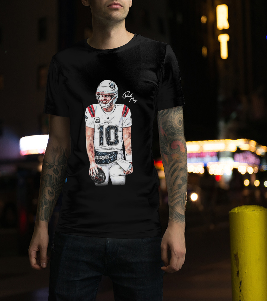 Drake Maye New England Patriots Jersey Ice Cold Iceman Autograph T-Shirt