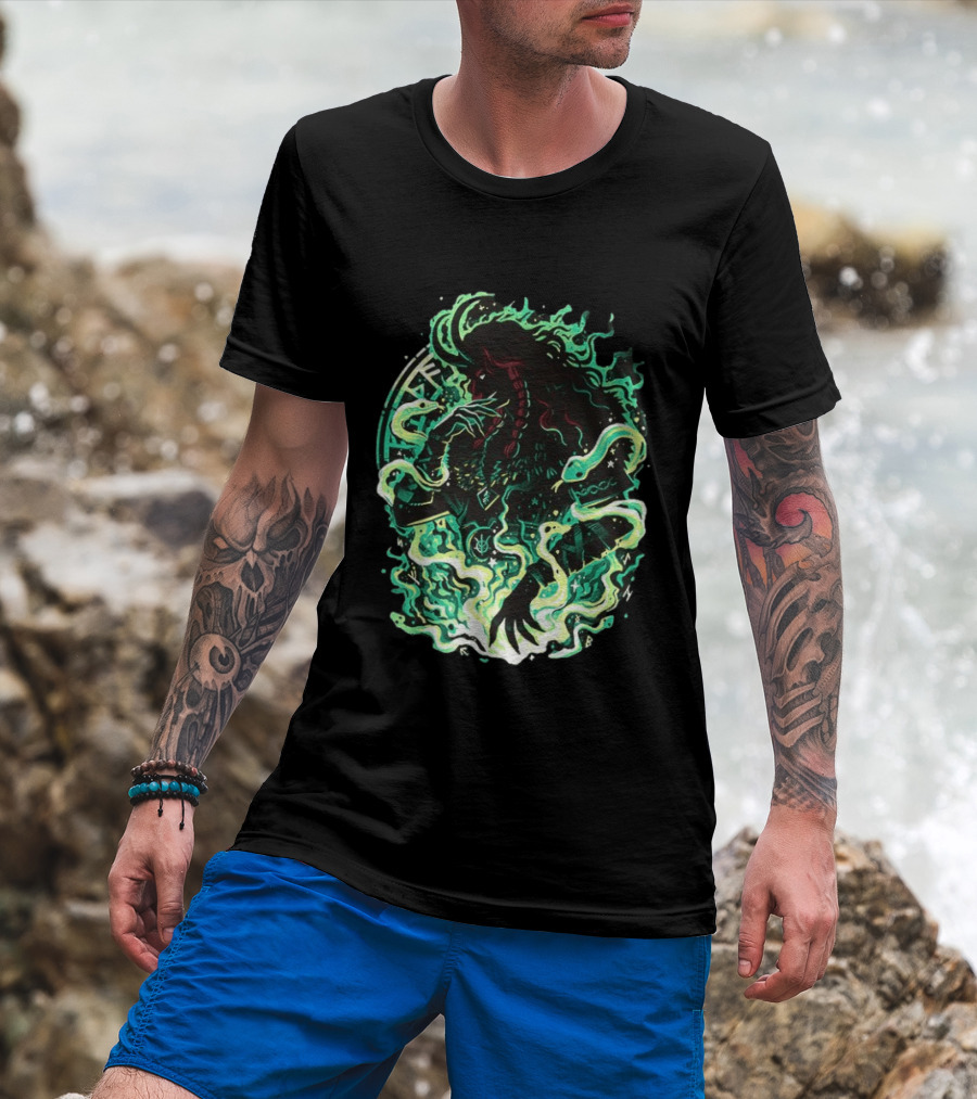 Loki Norse God Of Mischief Mythology With Serpents And Runes T-Shirt