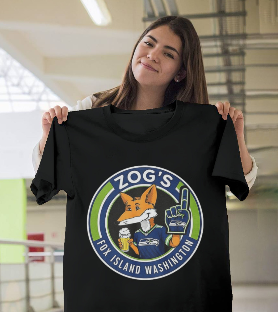 Zog's Fox Island Washington Seattle Seahawks Fan Celebration T-Shirt