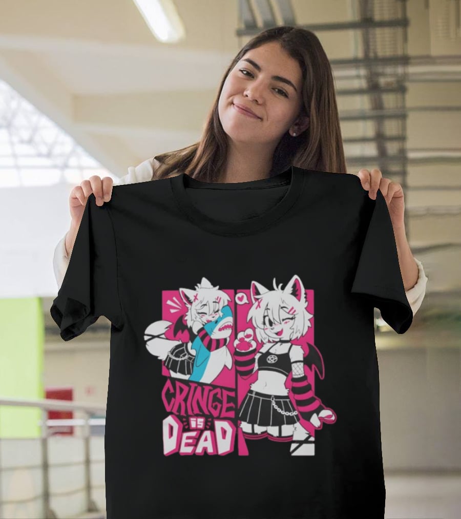 Skye Cringe Is Dead Cute Anime Goth Style Cat Ears And Wings T-Shirt