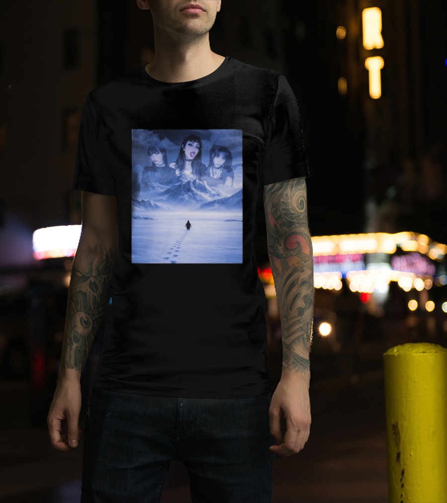 Nihilist Penguin Goth Girls Dark Winter Mountain Scene T-Shirt