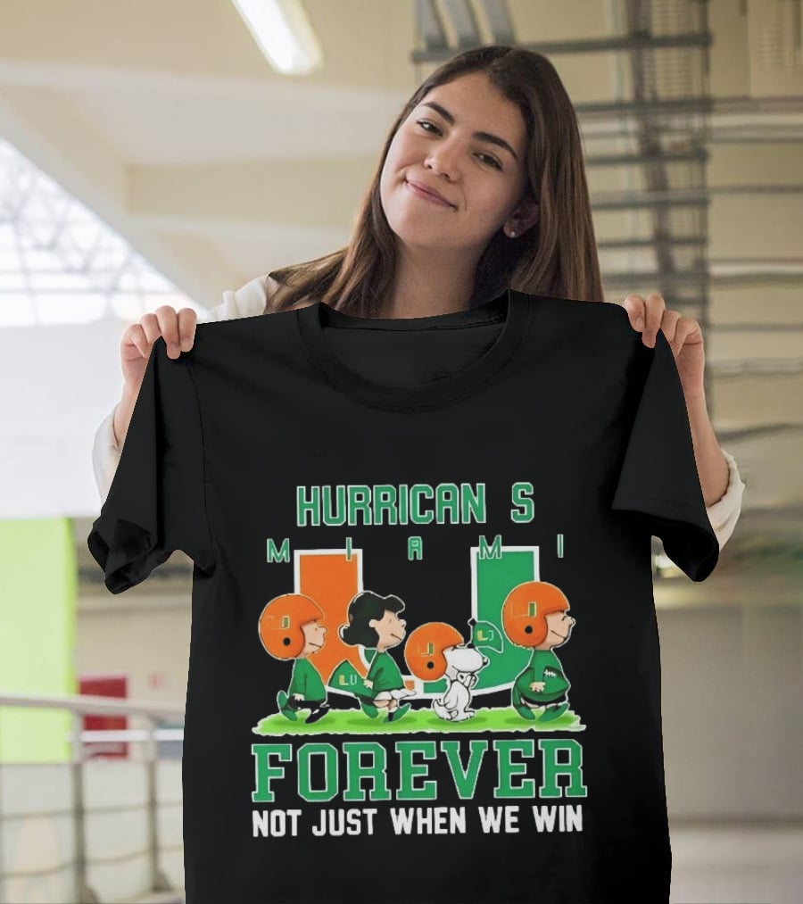 Peanuts Miami Hurricanes NCAA Football Forever Loyalty Charlie Brown Snoopy Lucy T-Shirt