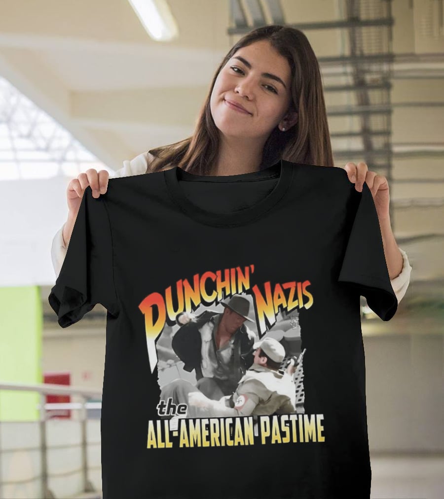 Punchin' Nazis The All American Pastime Vintage Action Scene T-Shirt