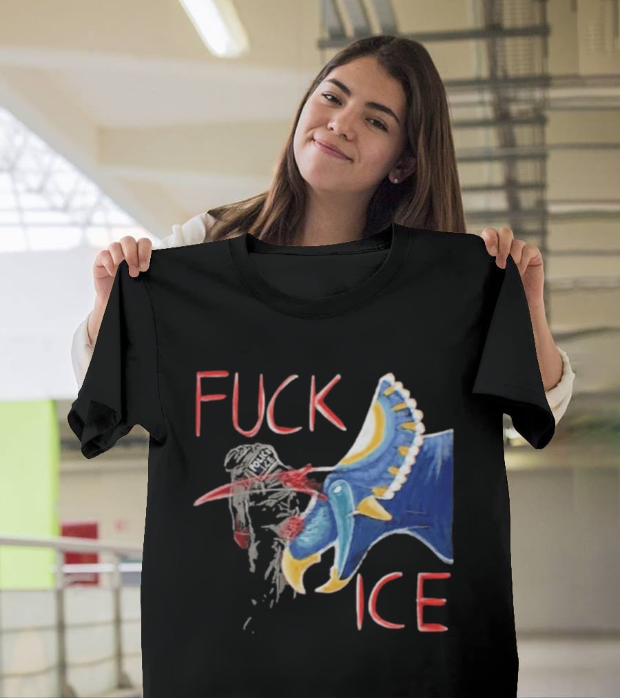 Torosaurus Fuck ICE Police Dinosaur T-Shirt