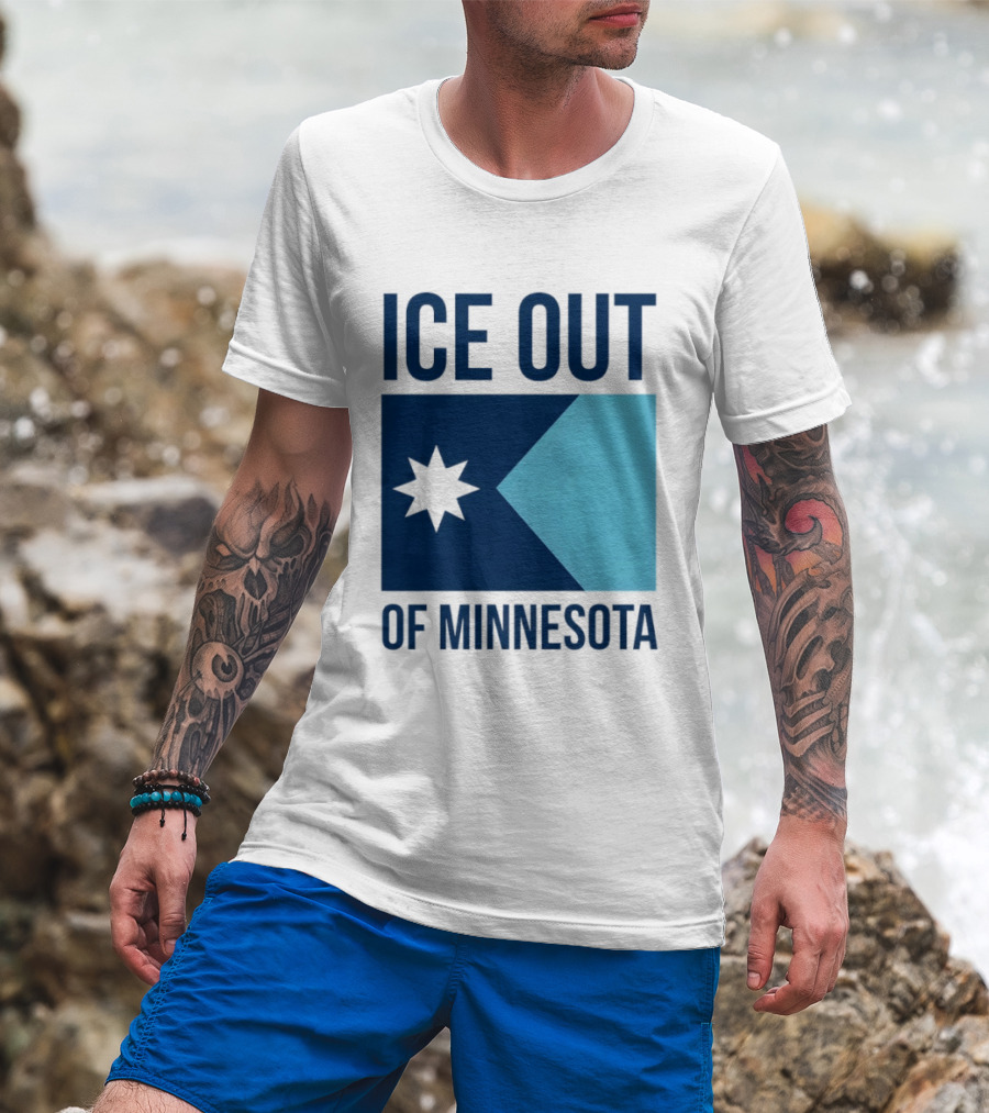 ICE Out Of Minnesota Star Flag T-Shirt