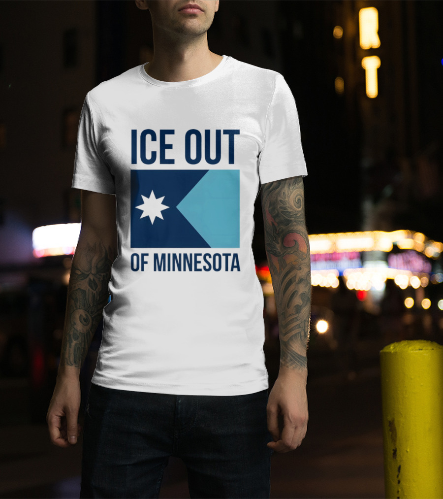 ICE Out Of Minnesota Star Flag T-Shirt