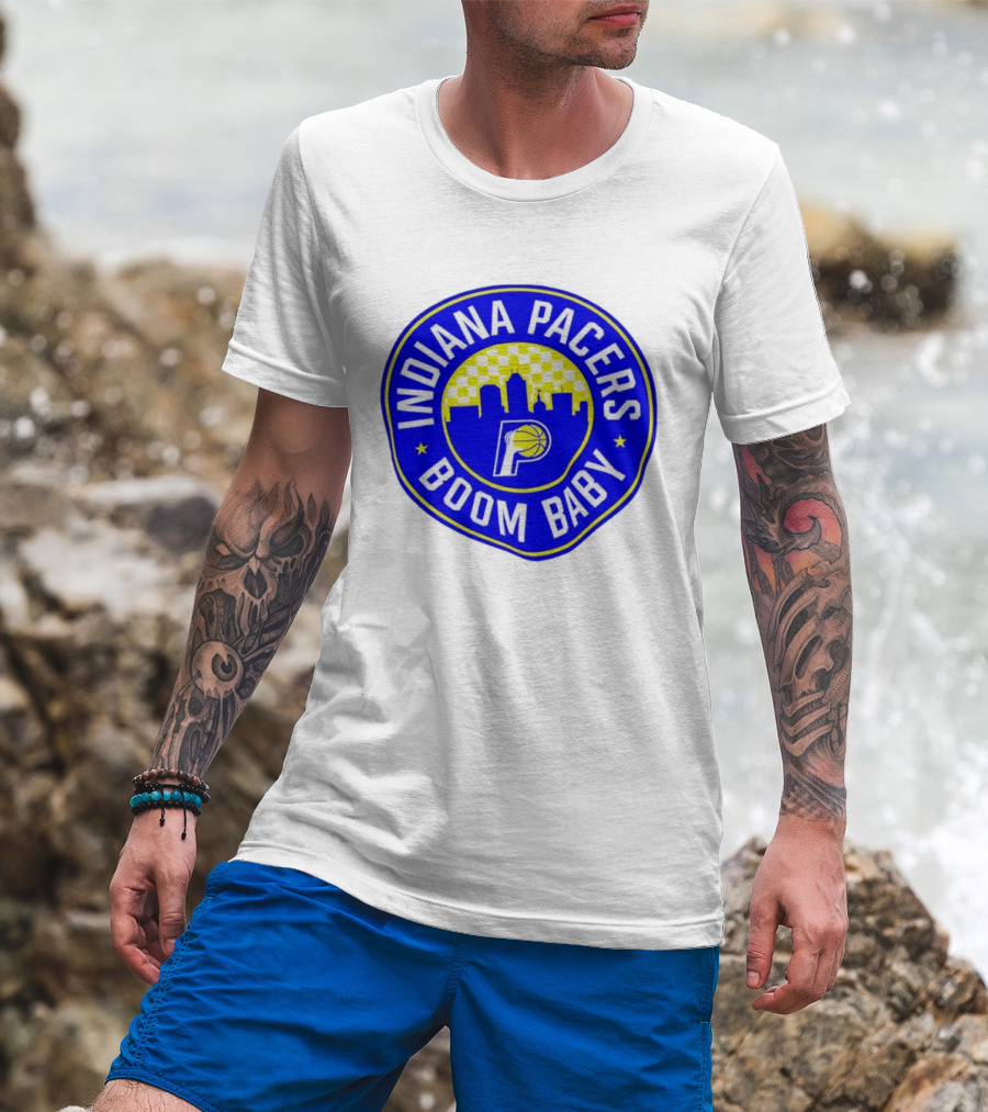 Indiana Pacers Boom Baby Skyline Basketball Team Circle T-Shirt