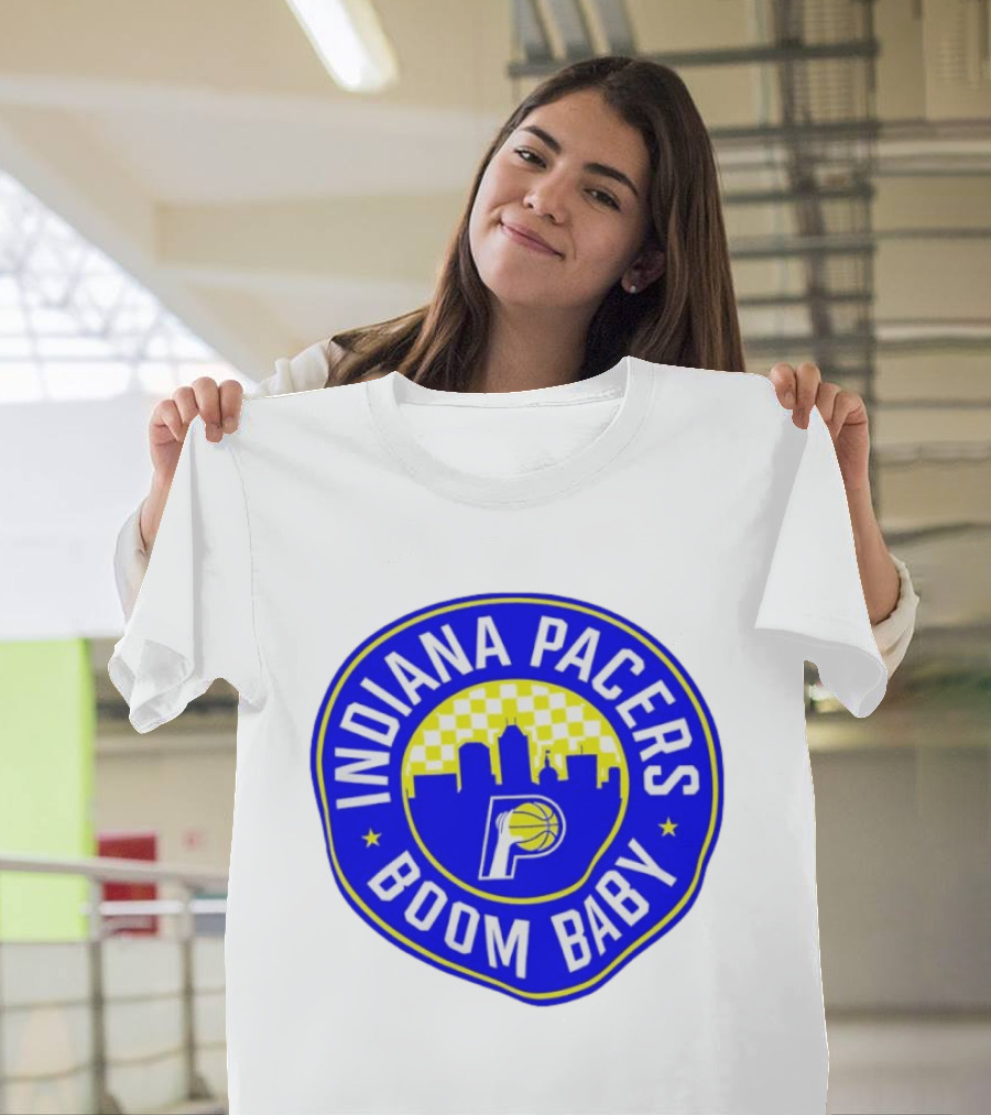 Indiana Pacers Boom Baby Skyline Basketball Team Circle T-Shirt