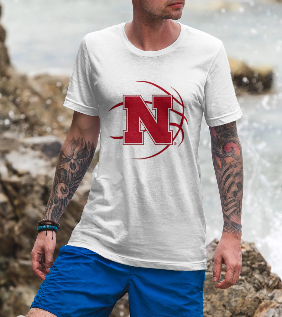 Nebraska Basketball Red N And Ball T-Shirt