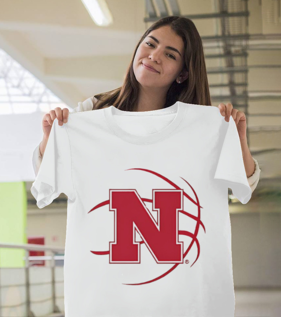 Nebraska Basketball Red N And Ball T-Shirt