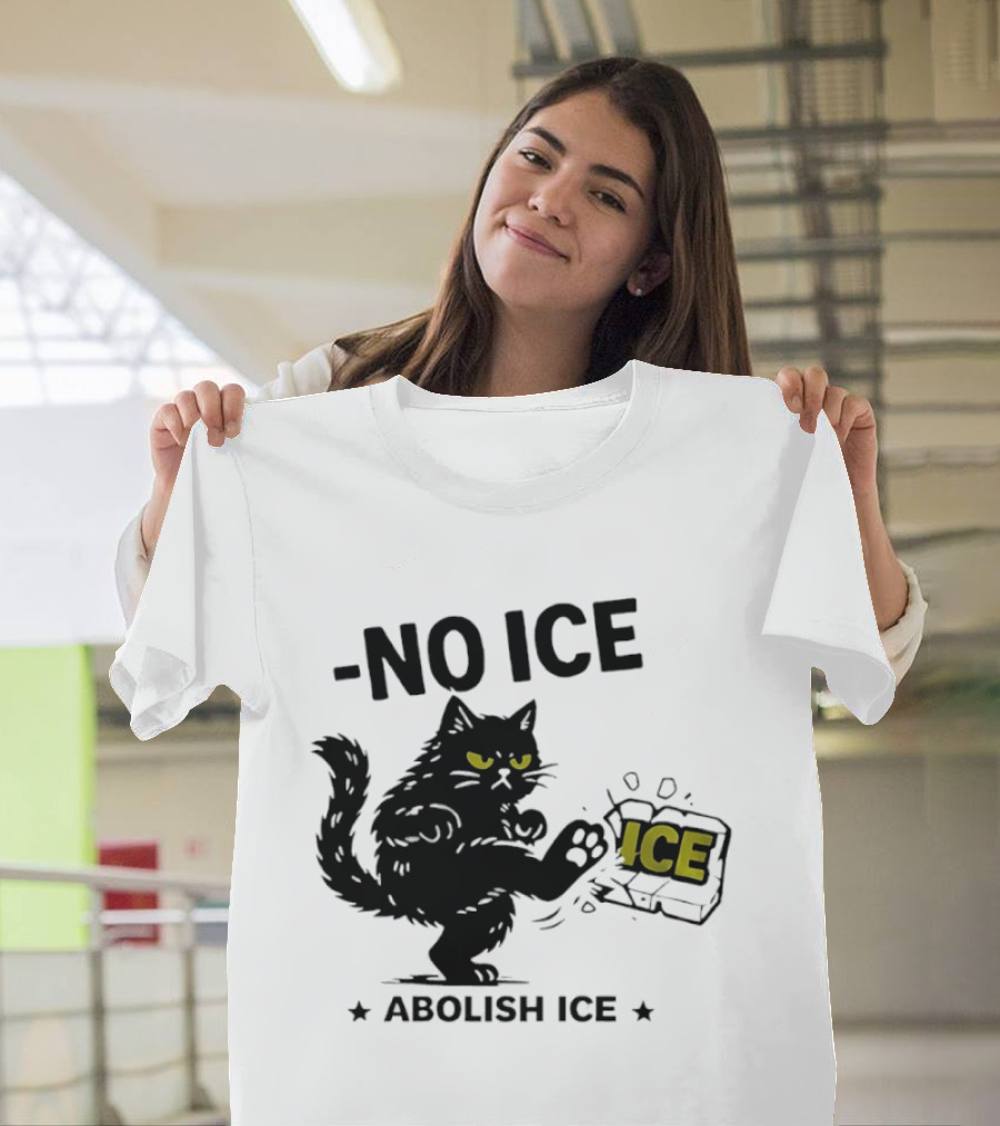 Black Cat No Ice Abolish ICE T-Shirt