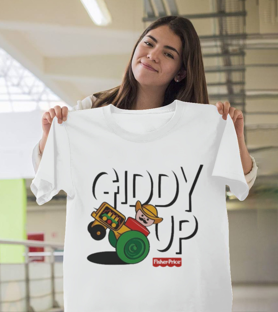 Giddy Up Fisher Price Cowboy On Tractor T-Shirt