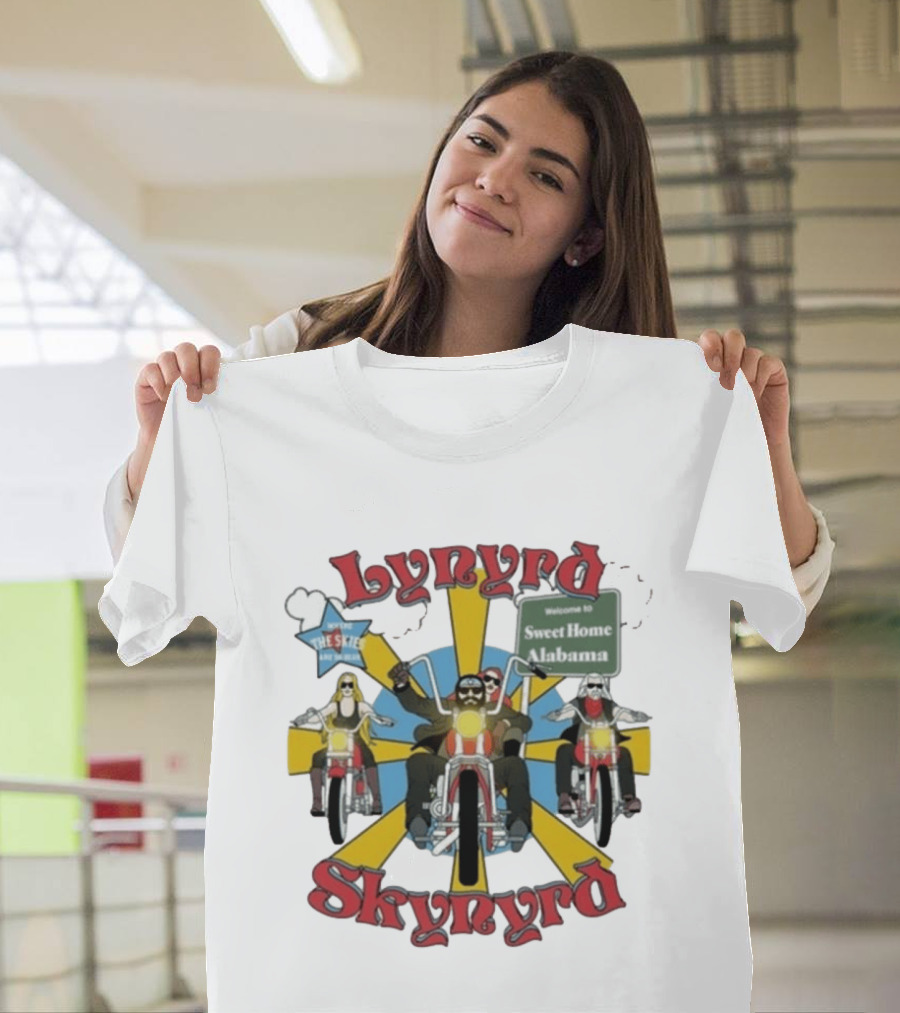Lynyrd Skynyrd Road Trippin Welcome To Sweet Home Alabama Route 66 Biker Adventure T-Shirt