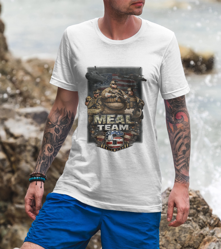 Meal Team 6 Army Helicopter American Flag Patriotic Soldiers T-Shirt