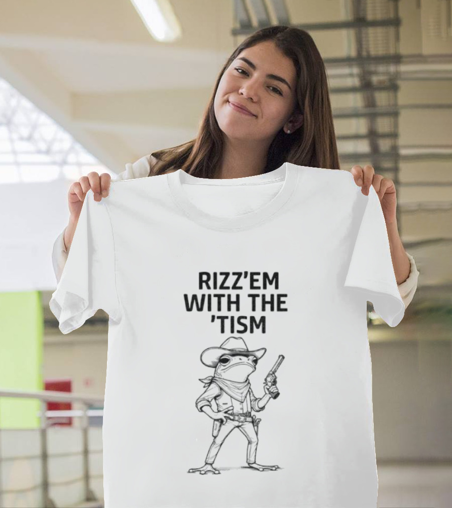 Rizzem With The Tism Cowboy Frog Fun Quirky Frog Outfit T-Shirt
