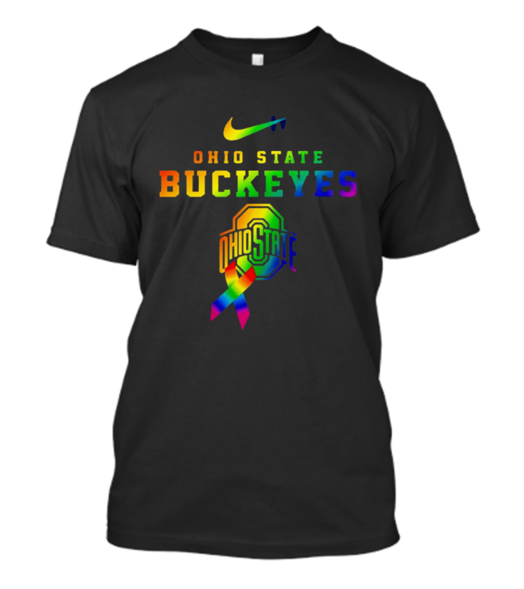 Ohio State Buckeyes Rainbow Logo Fight Cancer In All T-Shirt
