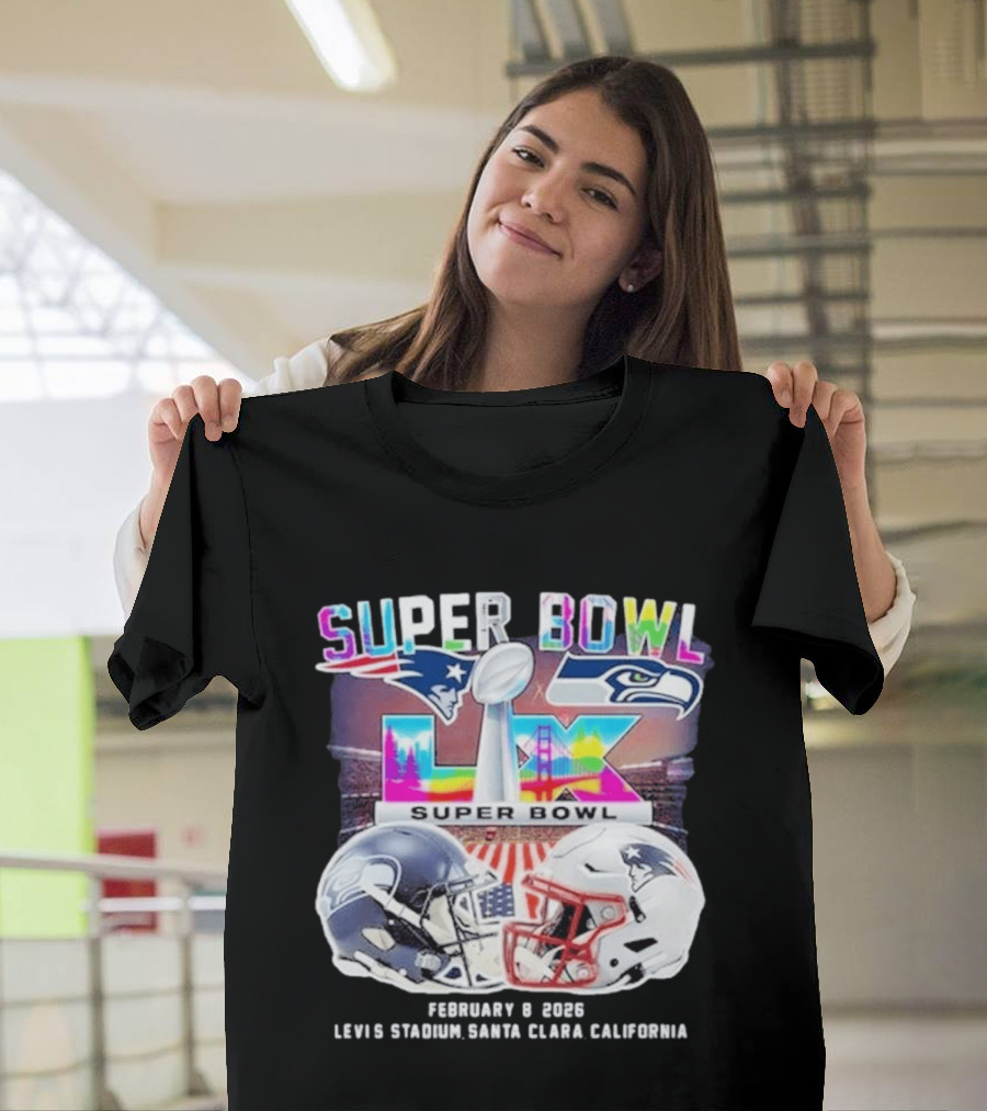 Super Bowl LX Patriots Vs Seahawks February 8 2026 Levi's Stadium Santa Clara California T-Shirt