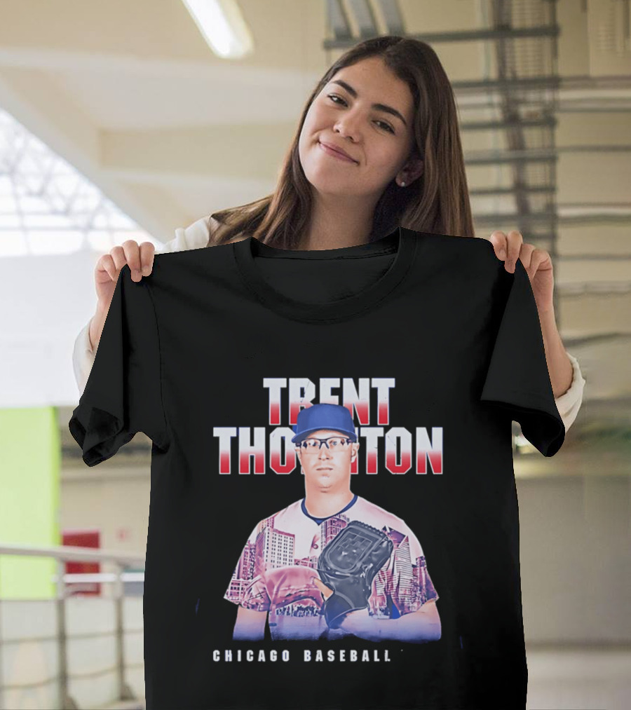 Trent Thornton Chicago Baseball Player Landmark Urban Skyline T-Shirt