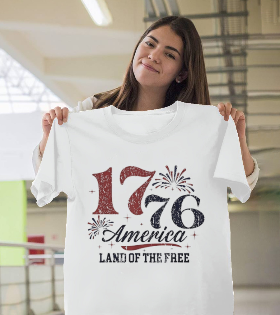 1776 America Land Of The Free Fireworks Celebration T-Shirt