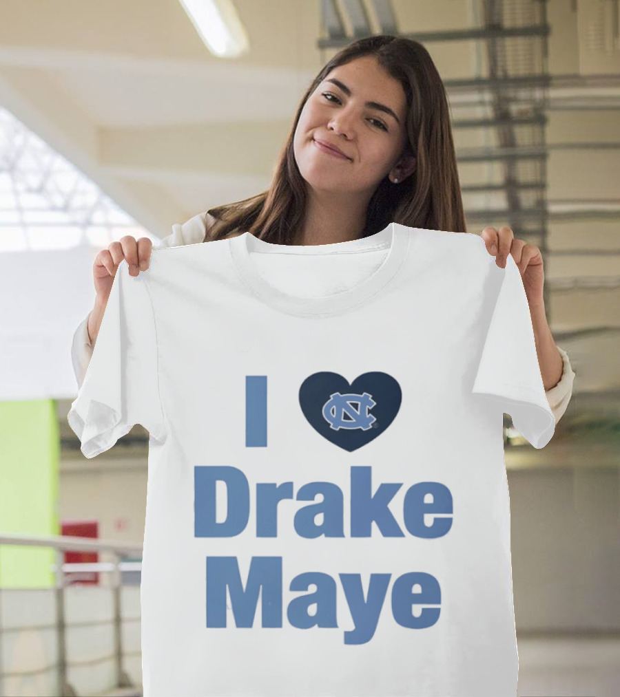 I Love Drake Maye UNC Tar Heels Football Heart T-Shirt