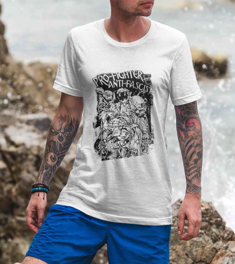 Pro Fighter Anti Fascist Here Be Dragon T-Shirt