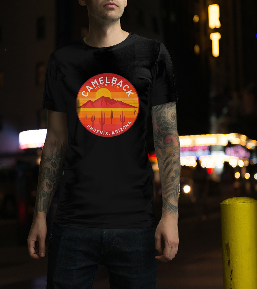 Camelback Mountain Phoenix Arizona Sunset Cactus Desert Hiking T-Shirt