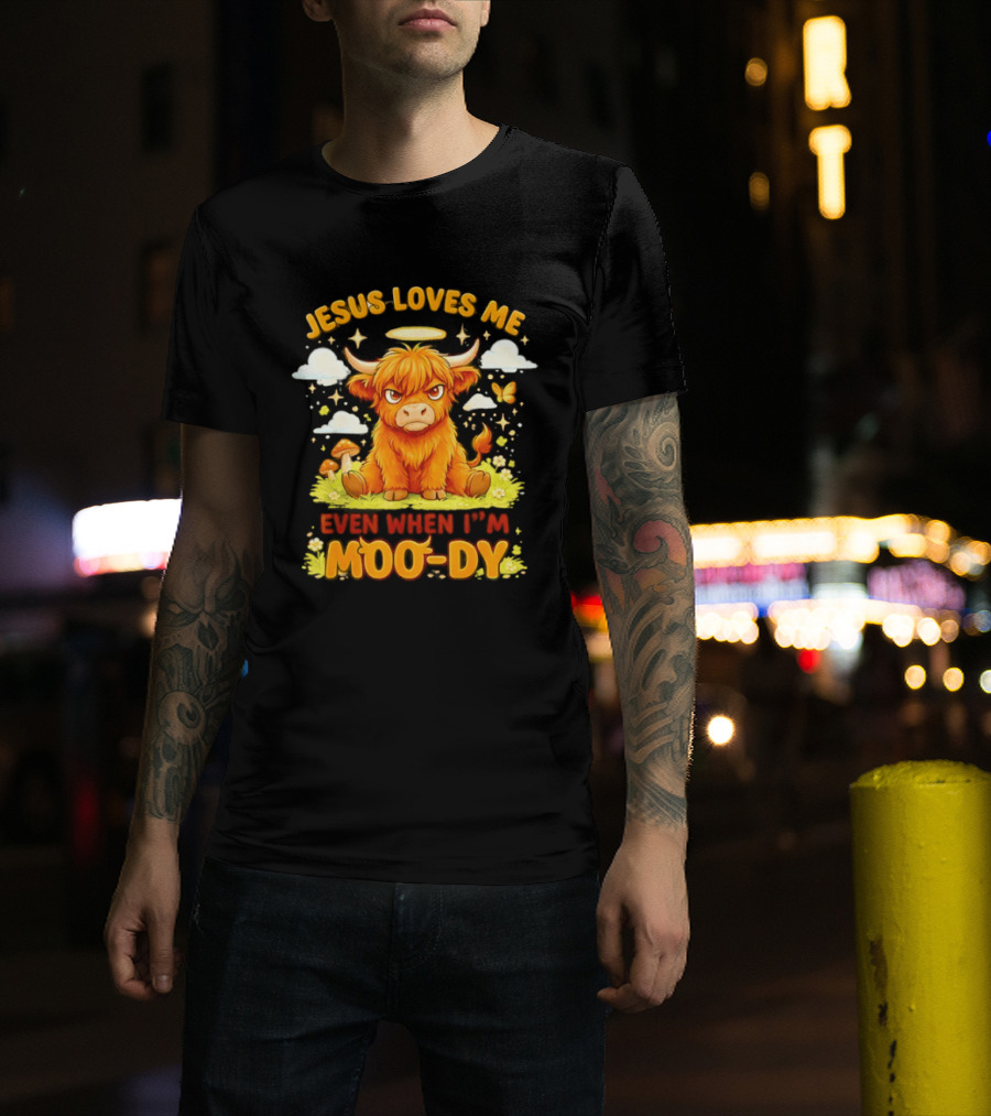Grumpy Bison Jesus Loves Me Even When I'm Moo Dy Yellow T-Shirt