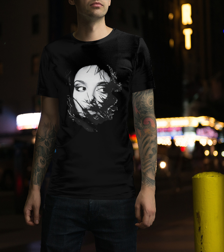 Jade Face Mysterious Gaze Black And White Brushstroke T-Shirt