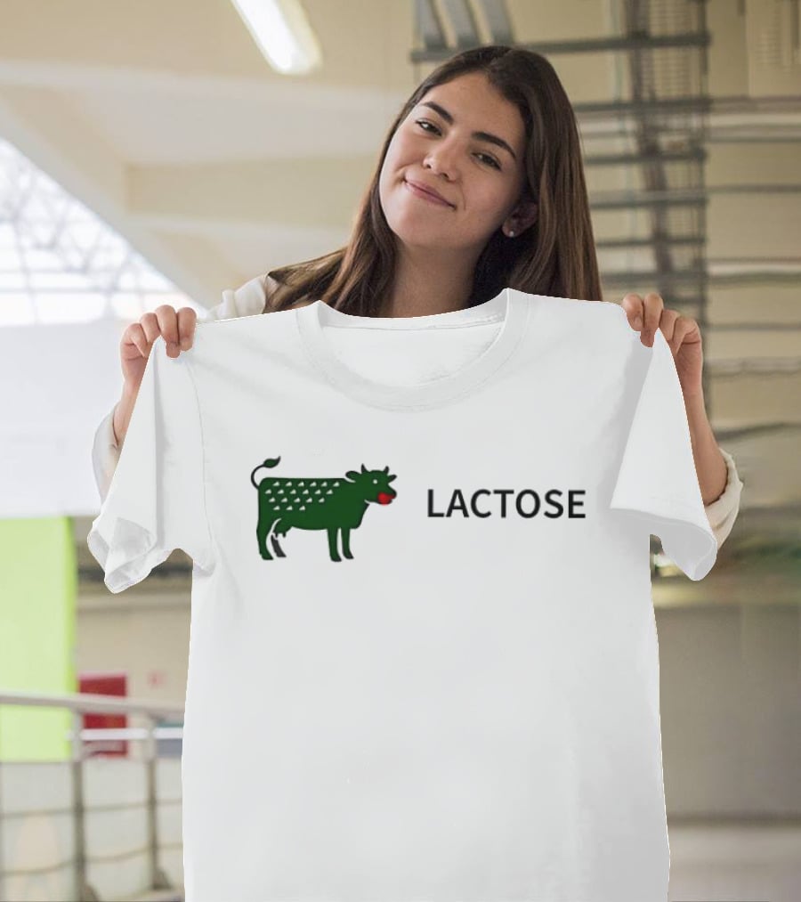 Lactose Cow 2026 Eating Red Apple T-Shirt