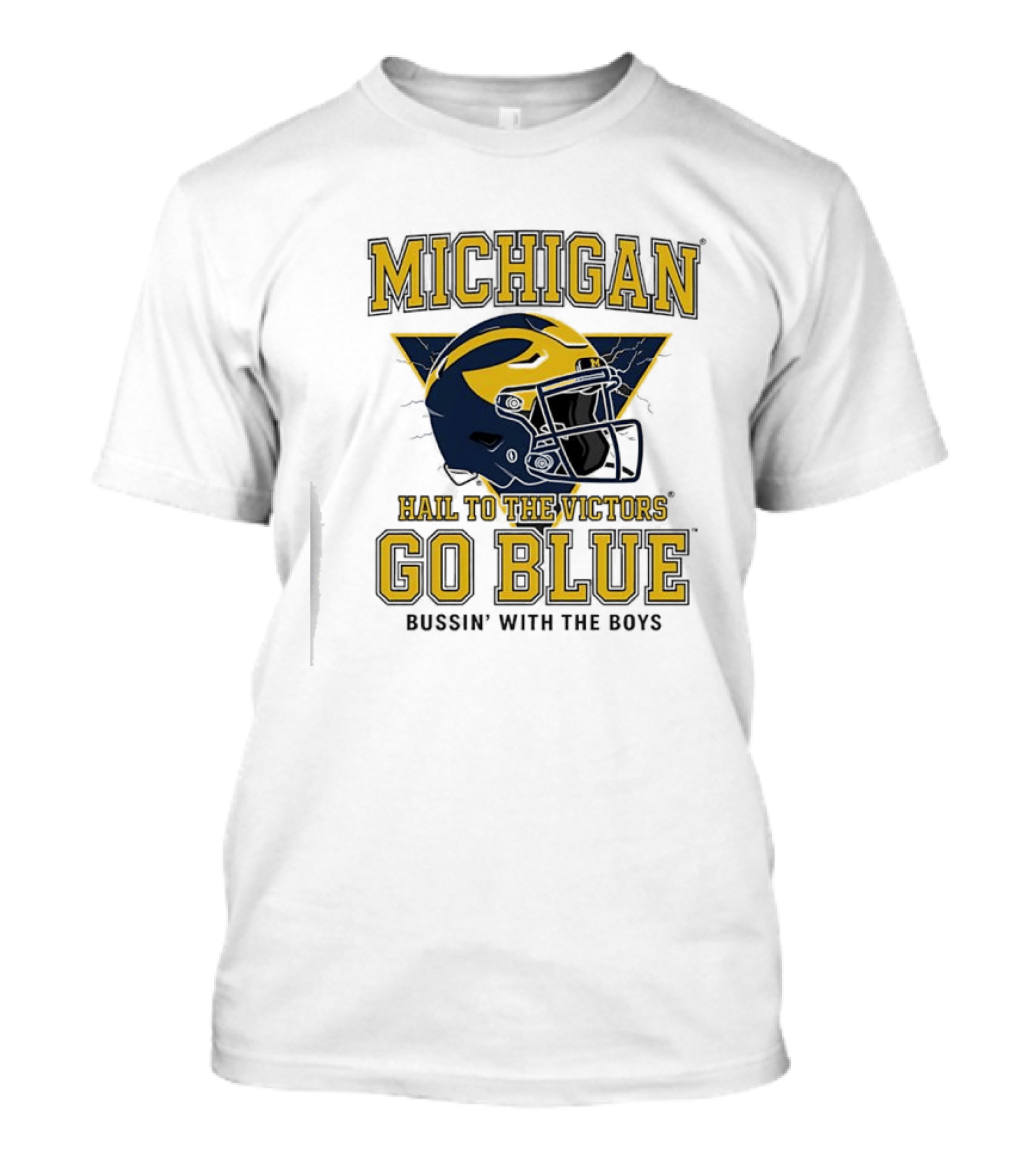 Michigan Hail To The Victors Go Blue Bussin' With The Boys Helmet T-Shirt