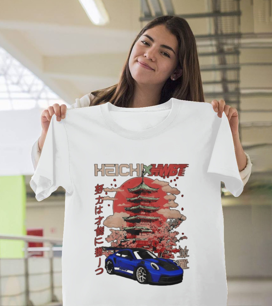 Haichi HWBT 2025 Pagoda Blue Sports Car Red Sun Japanese T-Shirt