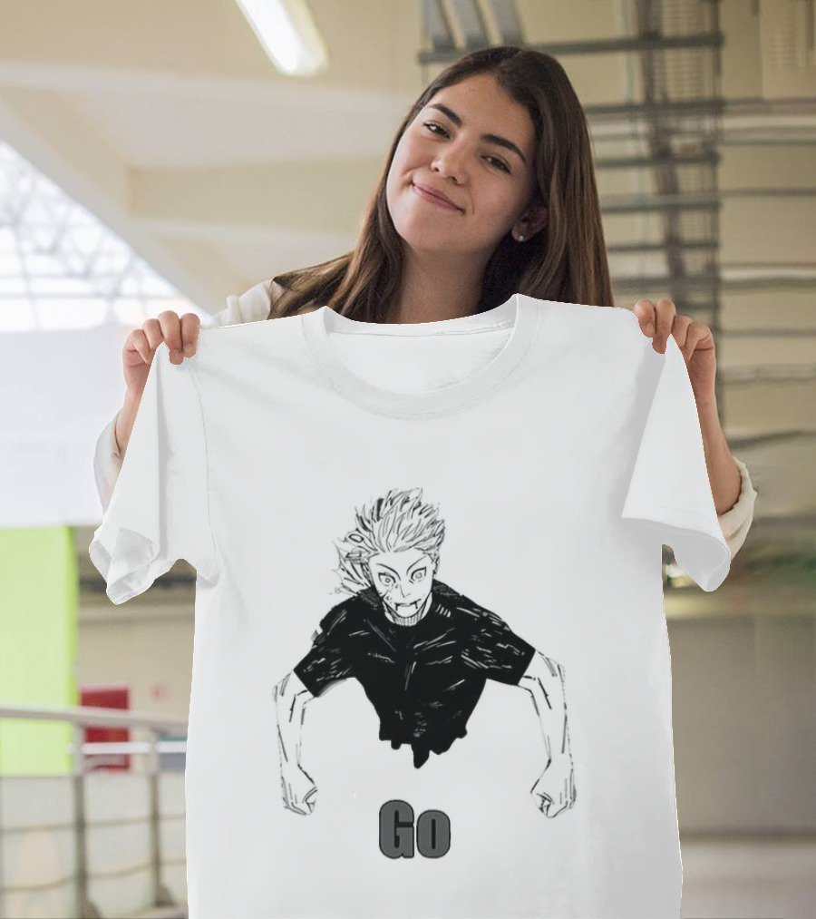 Satoru Gojo Half Body Go Meme Jujutsu Kaisen T-Shirt