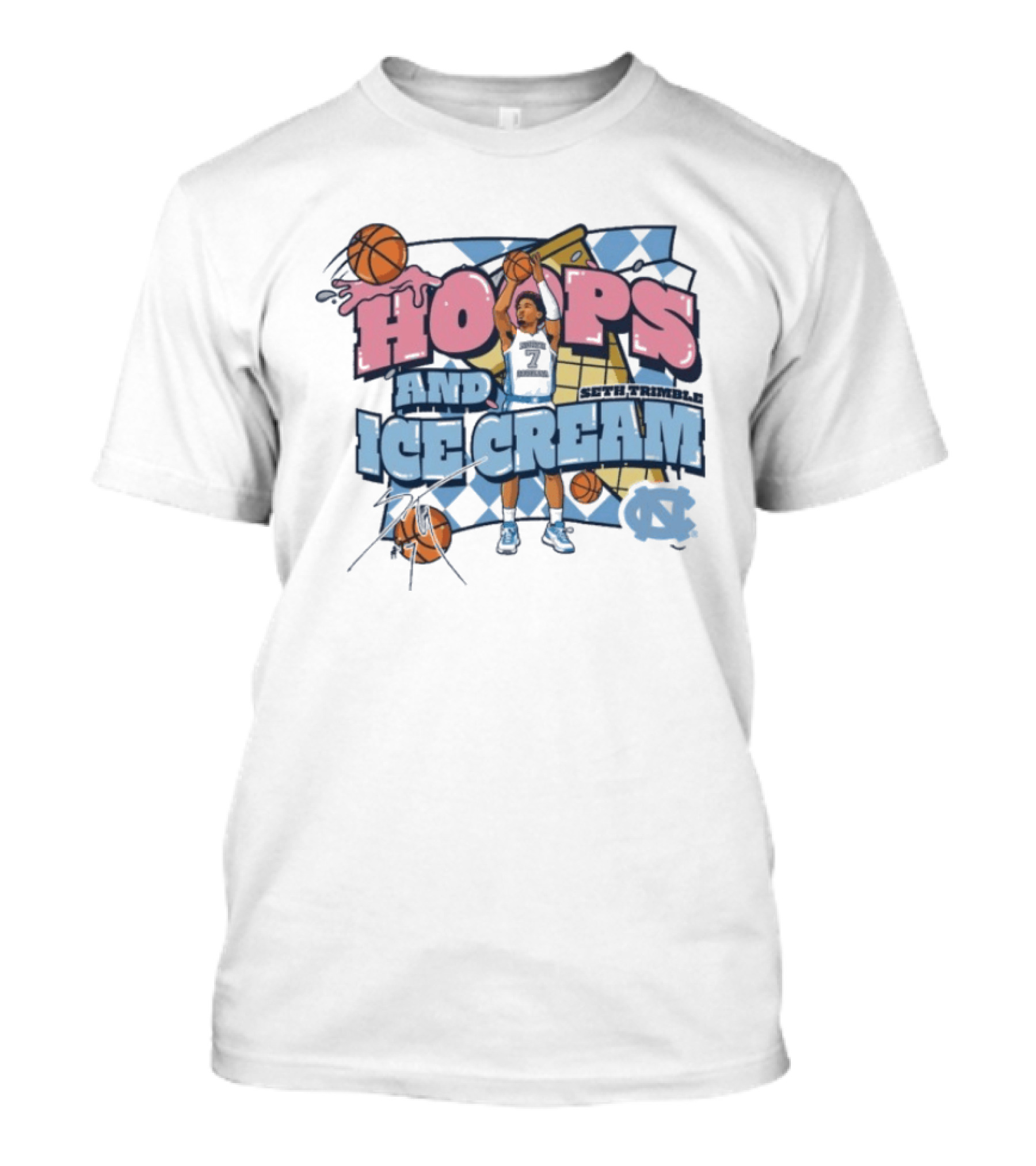 Hoops And Ice Cream UNC North Carolina Tar Heels Basketball Seth Trimble T-Shirt
