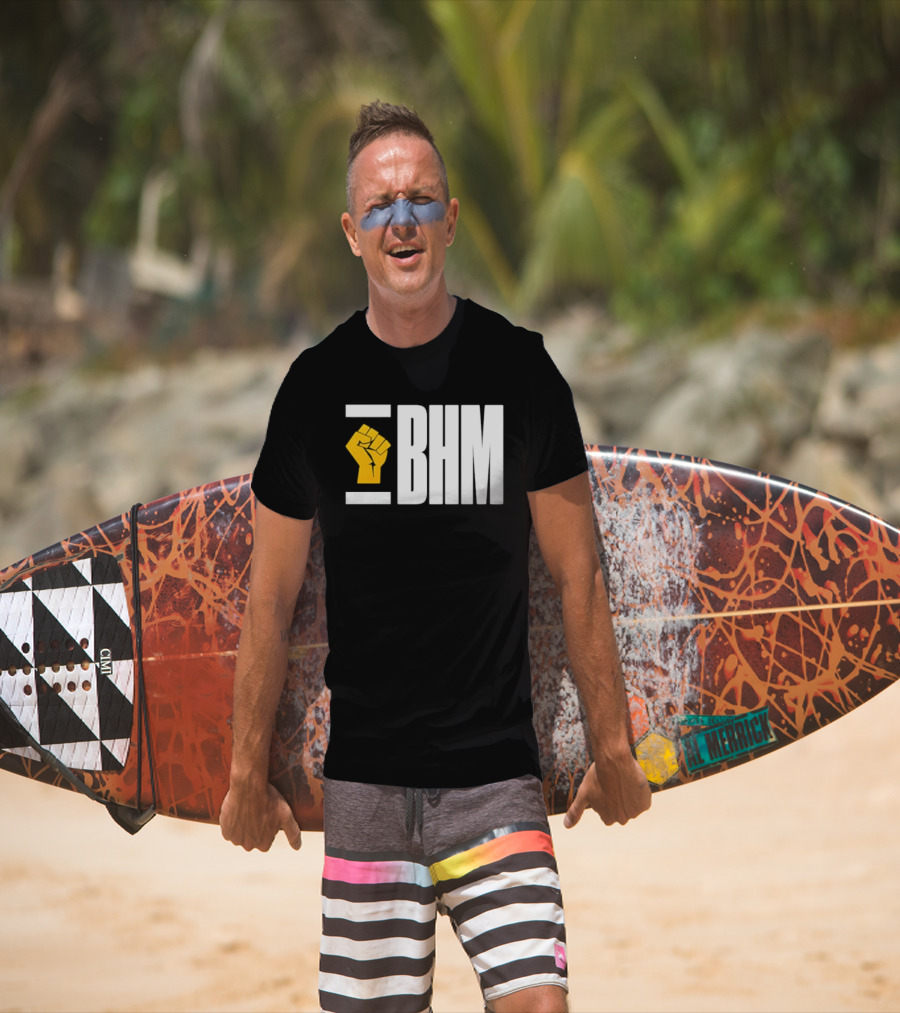 BHM Black History Month Yellow Raised Fist T-Shirt