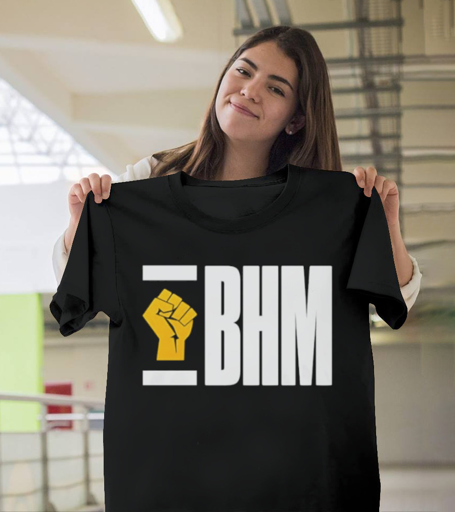 BHM Black History Month Yellow Raised Fist T-Shirt